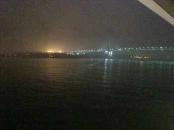 Verrazano Narrows Bridge coming into NY 6 AM.