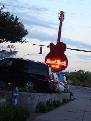 Hard Rock Cafe at night