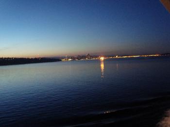Sunrise coming into Seattle