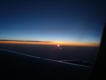 Sunrise coming in Logan Boston, MA